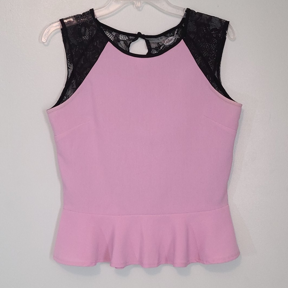 Purple and black lace peplum top